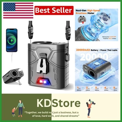 20000mAh Portable Waist Fan, Clip-On Wearable Belt Fan with 5-Speed 20000RPM Mot - Image 1 of 4