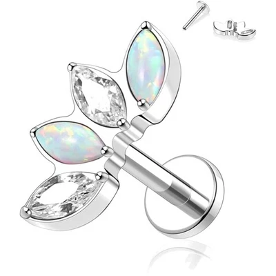 Piercing Labret Studs, Titan, 16G, Opal, Cz, Lippen, Tragus, Conch, Helix - Bild 1 von 2