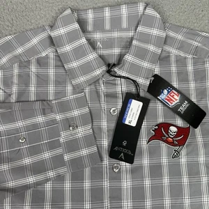 Tampa Bay Buccaneers Hemd Herren XL grau kariert Antigua NFL Football Knopfleiste Neu mit Etikett - Bild 1 von 11