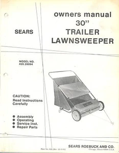 Sears 30" Trailer Lawnsweeper Model No. 426.26094 Vintage Owners Manual 1982 - Bild 1 von 1