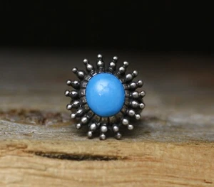 Vintage Native American Sterling Silver Turquoise Ring Size 9.25 - Picture 1 of 5