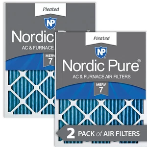 16x30x1 (15_3/4x29_11/16) Pleated MERV 7 Air Filters 2 Pack - Picture 1 of 6