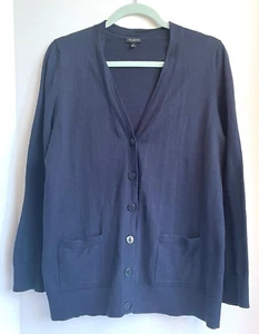Talbots Cotton Knit Lightweight Cardigan Sweater Womens Medium Blue V-Neck - Picture 1 of 5