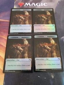 Mtg. 4x Clue Double-Sided Tokens. Foil. Innistrad Midnight Hunt. Pack Fresh - Picture 1 of 1