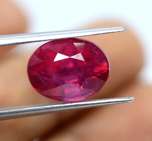 6.45 Ct Natural Pinkish Red Ruby Transparent Loose Oval Cut 12x9 MM Gemstone - Picture 1 of 10