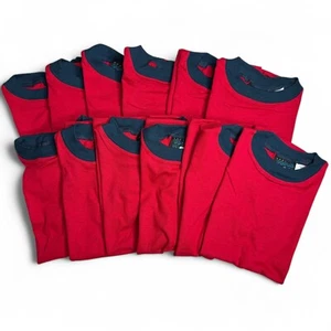 Bugle Boy Boys Short Sleeve T-Shirt Size Large Red Navy Trim Crew Neck 12 Shirts - Picture 1 of 9