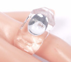 Ring size S UK transparent silver stone nickel free jewellery trendy Large size