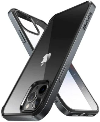 For New iPhone 12 Pro Max, SUPCASE Slim Metal Frame Case Bumper Back Cover Black - Image 1 of 4