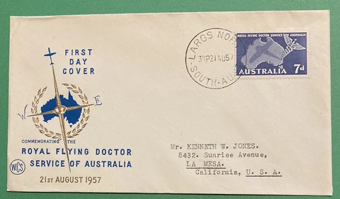 Australia First Day Cover 1957 Royal Flying Doctor Service 7d Stamp Cover