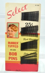 Vintage Select Deluxe Bob Pins On Card Lady Lora Co Chicago Black NOS b - Picture 1 of 2