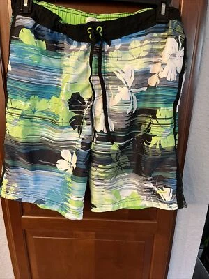 Bañador Speedo Pantalones Cortos Azul Verde Floral Cintura Elástica Logo Bolsillos Para Hombres Talla M Foto 1 de 3