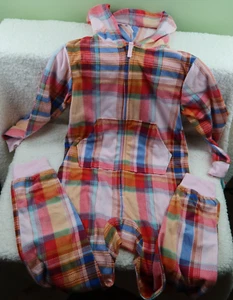 Cat & Jack Sleepwear Union Suit Girls Pink Printed Flame Resistant Hooded Size 8 - Picture 1 of 5