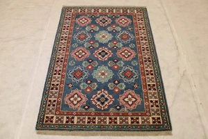 3'3"" x 4'9"" ft. Colorida alfombra auténtica kazaja afgana anudada a mano zona oriental - Imagen 1 de 8
