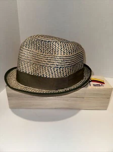 Montecristi Panama Cappello Balsa Legno Scatola E Borsa Trasporto Equatore Unico Blu Verde - Foto 1 di 15
