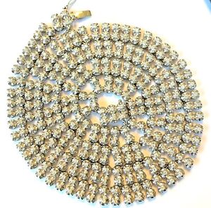 12 Carat Round Diamond Mens Double Row Tennis Necklace 14k White Gold 120 Grams