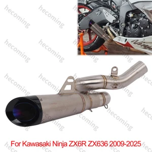 Deslizable para Kawasaki Ninja ZX6R ZX636 2009-2025 escape enlace medio tubo silenciador puntas - Imagen 1 de 7