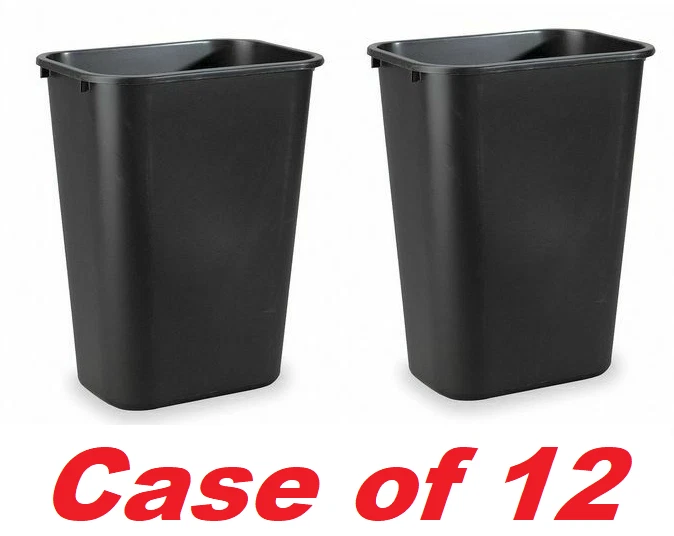 Rubbermaid FG295700BLA Rectangular Plastic Wastebasket, Black, 41 Qt