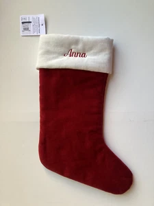 Pottery Barn Small Classic Velvet Stocking ANNA mono rot 2023 5 - Bild 1 von 12