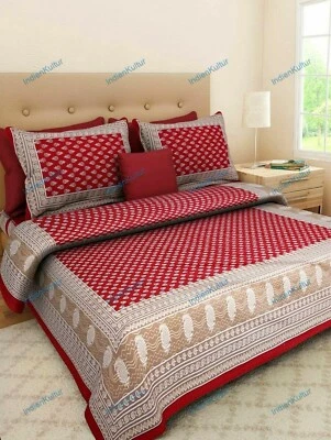 Juego de cama Indian Mandala tamaño queen edredón rojo floral funda nórdica arte Foto 1 de 4
