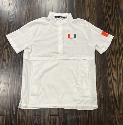 Adidas Miami Hurricanes Short Sleeve 1/4 Zip Men’s Medium White Poly - Image 1 of 4