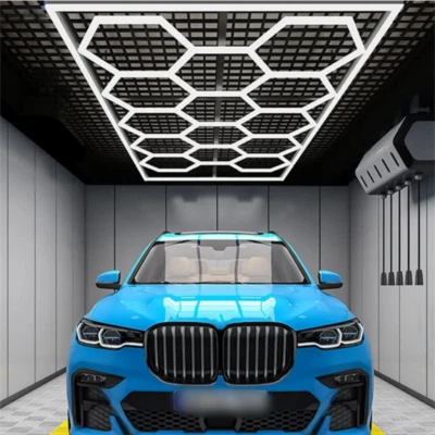 OYAJIA 14 Hexagon LED Lighting Detailing Garage Workshop Retail Car Showroom UK