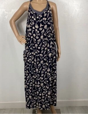 Maxi Vestido Carol Anderson Vintage Azul Marino Y Blanco Sin Mangas Talla 3X Foto 1 de 4