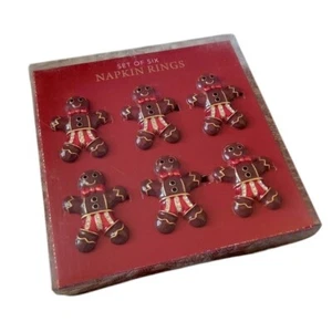 Envogue Gingerbread Man Napkin Rings Set of 6 New In Box Christmas Holiday - Picture 1 of 1