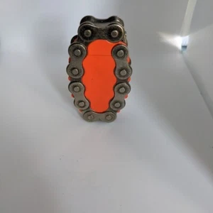 Motorcycle/Bike Chain Refillable Butane Lighter Orange/Metallic, 2000's Vintage - Picture 1 of 12