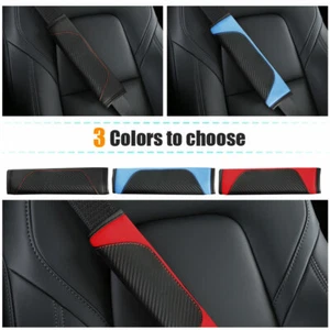 2x Carbon Fiber Soft Car Seat Safety Belt Cushion Shoulder Guard Seat Belt Cover - Bild 1 von 12