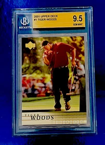 2001 Upper Deck Golf #1 Tiger Woods RC Beckett 9.5 GEM MINT Tiger is Back - Picture 1 of 2