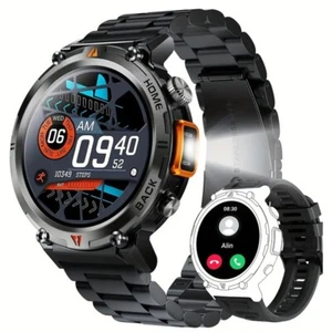 Orange Light Steel HD Touch Display Fitness Tracker Waterproof Men Smart Watch - Picture 1 of 10