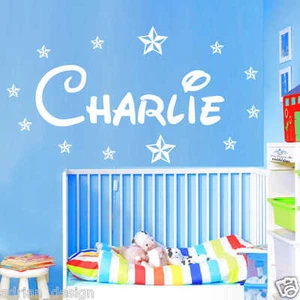 Personalised WALL STICKER Name with Stars, Disney Style children Room, Nursery x - Picture 1 of 12