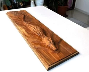 Decoración de pared de cocodrilo de madera de 30 pulgadas, escultura abstracta, arte de pared de madera moderno, - Imagen 1 de 5