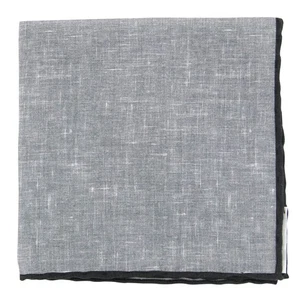 Fiori Di Lusso Gray Solid Linen Pocket Square - 12 3/8" x 12 3/8" (791) - Picture 1 of 4