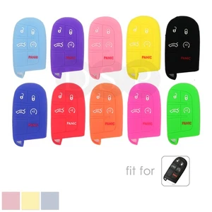 Silicone Case Cover fit for CHRYSLER DODGE JEEP Smart Remote Key Fob 5 Buttons - Picture 1 of 53