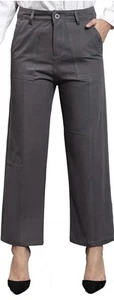 Pantalón gris holgado capri tobillo recto pierna ancha informal de negocios para mujeres de Soiatot - Imagen 1 de 7
