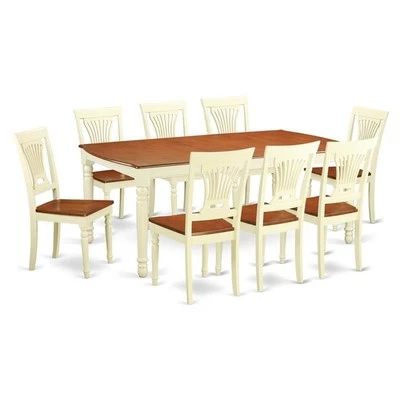 East West Furniture Dover 9-piece Wood Dining Set in Buttermilk/Cherry - Image 1 of 4