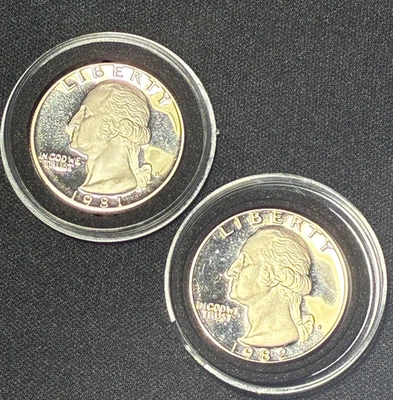 Uncirculated 1981 s 1982 s Wash 25c Quarters THE EXACT COIN SEEN IN THE PICTURE - Image 1 of 4