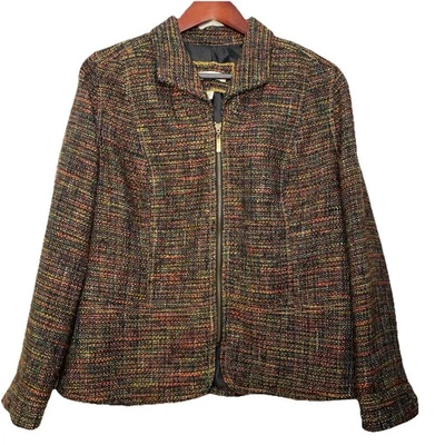 Blazer Coldwater Creek Mezcla Lana Tweed Talla 16 Chaqueta Profesional Profesor Foto 1 de 4