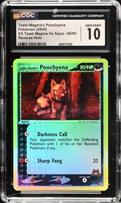 CGC 10 GEM MINT Team Magma’s Poochyena 66/95 Magma Vs Aqua Reverse Holo Pokémon - Image 1 of 2