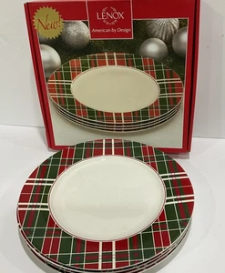 "Juego de 4 platos de cena a cuadros vintage Lenox American by Design de 11"" #870676" - Imagen 1 de 12