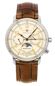 Reloj para hombre Zeppelin Mediterranee fase lunar correa de cuero esfera champán 96375 - Imagen 1 de 3