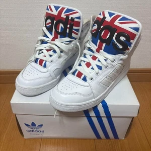 Adidas Jeremy Scott union jack sneaker alte bianche taglia US 5,5 NUOVE F/S - Foto 1 di 6