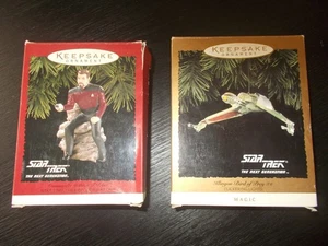 STAR TREK "THE NEXT GENERATION" PAAR PUNZEN ORNAMENTE KLINGONISCHES SCHIFF + RIKER - Bild 1 von 9