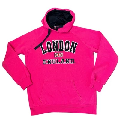 Sudadera con Capucha Londres Inglaterra Juvenil Talla XL o Mujer Talla M Rosa Fucsia Bordada Foto 1 de 4