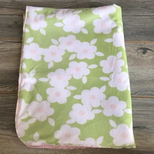 Carter's Pink Green Blanket White Flowers Pink Sherpa Baby Lovey Hard To Find!! - Picture 1 of 6