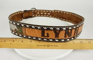 Cintura in pelle lavorata nome Lynn Armadillos smerlata western cowgirl 36" marrone - Foto 1 di 12