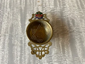 Vintage WINDSOR Enamel Loose Tea Strainer BRASS RARE FIND! - Picture 1 of 5