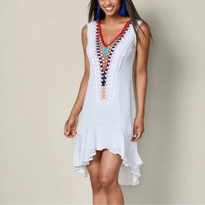 Vestido Venus Crochet Playa Cubrir Natación Resort Talla 2 Boho Gauzy  Foto 1 de 4