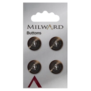 Milward Buttons: Carded: 15mm: 5 Packs of 4: Brown: 4-Hole - Picture 1 of 2